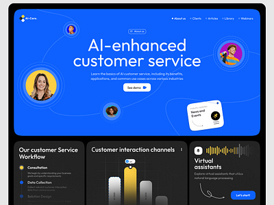 AI customer service ai app audio customer design figma intelligence landing service ui ux web