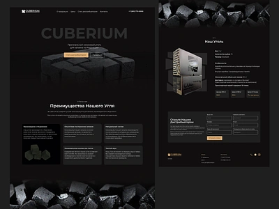 Design concept for a company selling charcoal for hookah black design black on black charcoal for hookah distributor hookah landing premium ui design