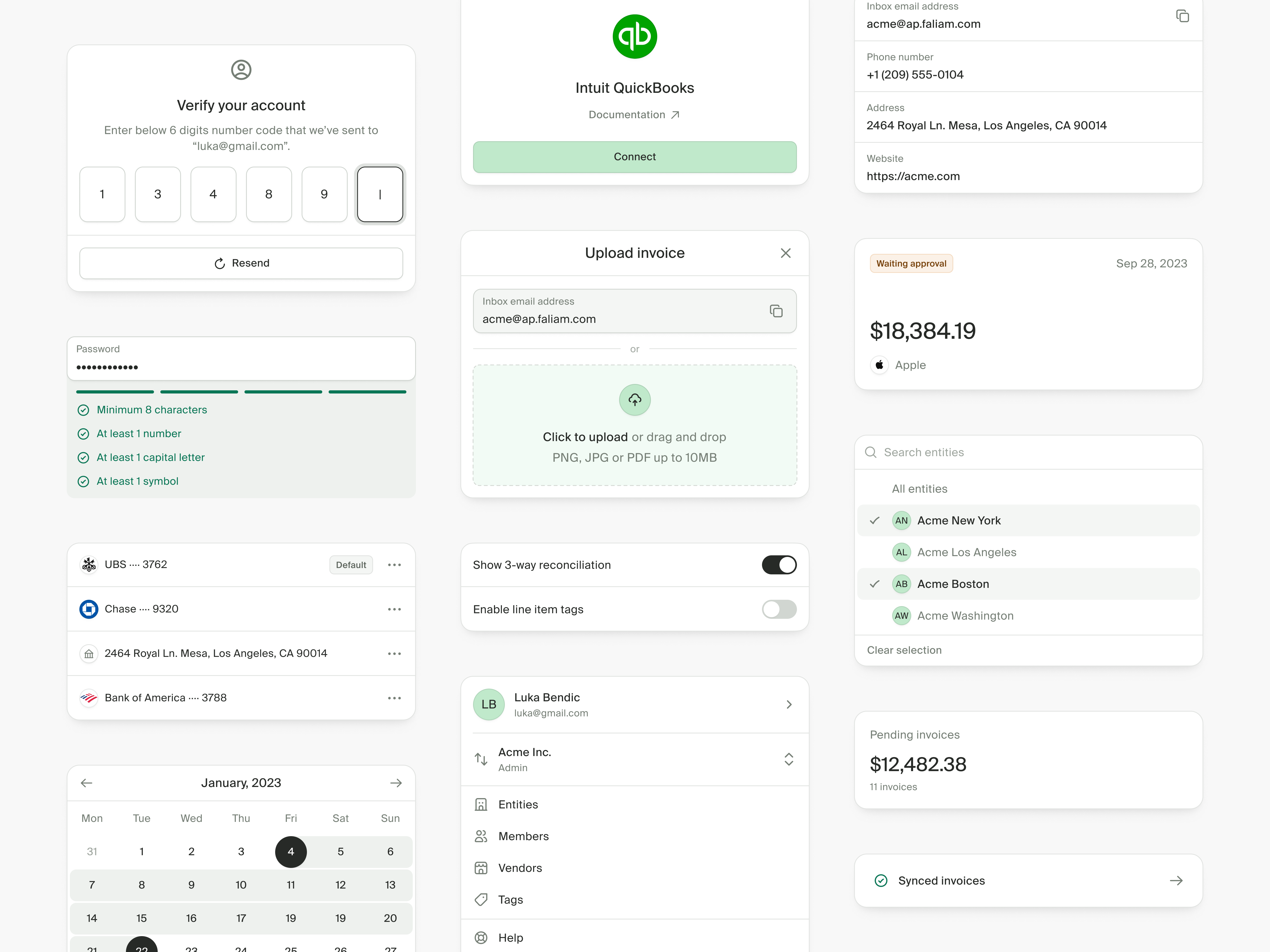 Faliam – Components app b2b box cards clean colors components design design system design tokens direction fintech foundation healthcare minimal modern saas ui ux web app