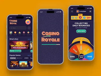 Casino Royale: Mobile App Concept (IOS) betting branding design gambling graphic design logo poker product design spin ui ux wheel