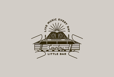Country Little Bar Logo bar brand branding country finger hand harmonica lake logo logotype montane mustache nature sun tree