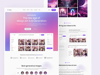 Imagine - AI Image Generator Website UI Kit ai design imagine landing page ui uikit uiux web design webkit website design