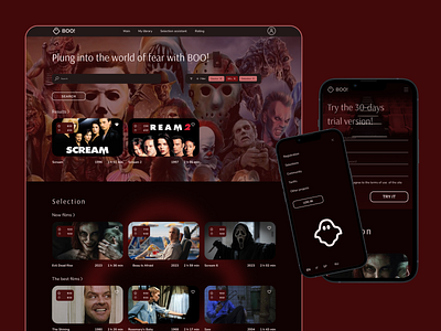 Design for horror streaming service branding design horror online cinema sreaming ui user interface ux uxui web web design