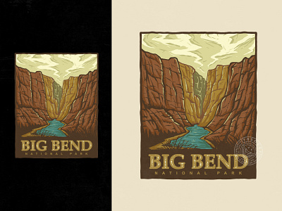 Big Bend Badge Design Illustration apparel artwork big bend brandmerch clothing hand drawn hand drawn illustration illustration logo design merchandise national park patch design patch illustration t shirt design t shirt illustration