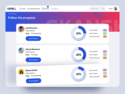 Employee - Onboarding Progress app uiux applicatio creative app design dashboard dashboard screens gradiet design onboarding onboarding website progress responsive uiroll web web app web apps design web uiux website application website design