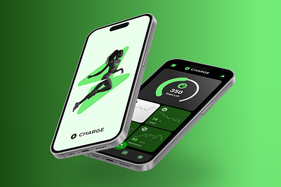 Fitness App 3d black branding fitness graphic design graphs green logo ui