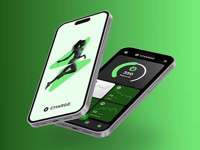 Fitness App 3d black branding fitness graphic design graphs green logo ui