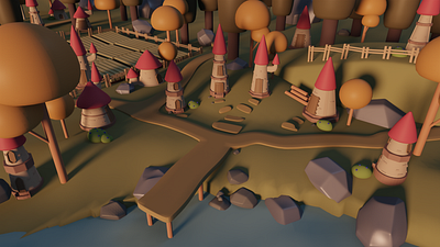 Gnome Village 3d blender environment model render visualization