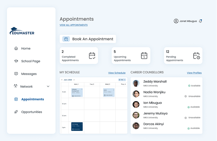 Appointment Booking Dashboard by Christine on Dribbble