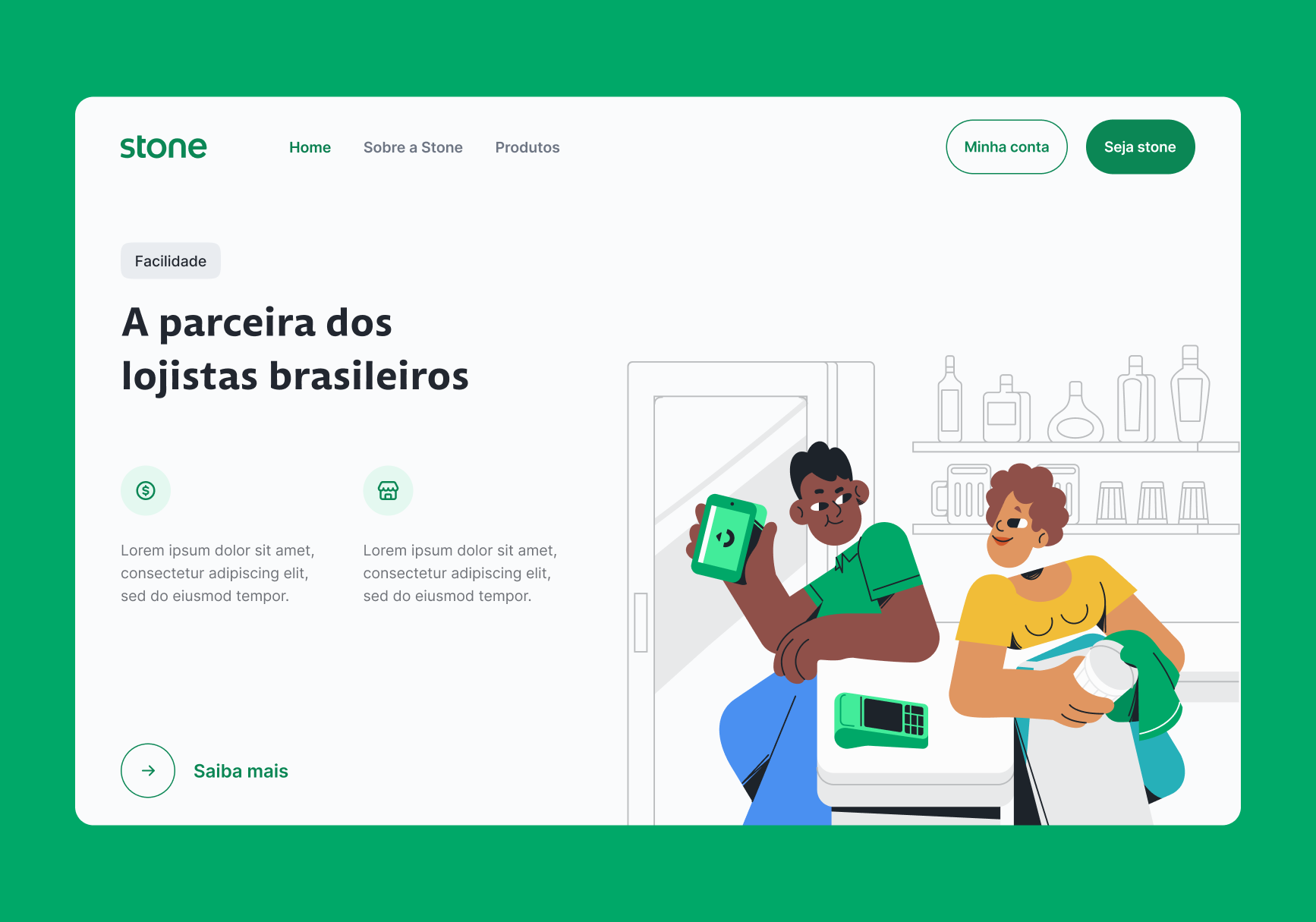 Stone home study green home illustration ui web