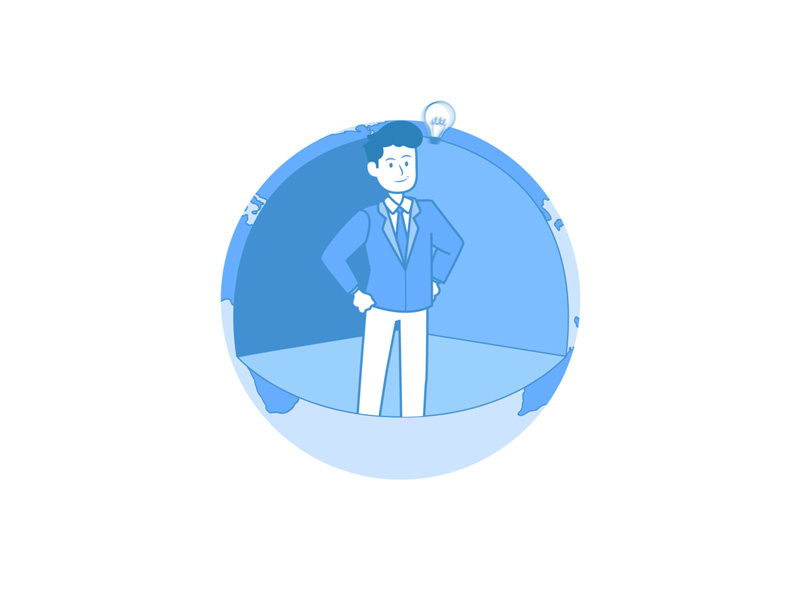 Ideas Around the World 2d animation adobe after effects animation character click deal earth globe idea illustrator infographics map mobile motion design motion graphics pizza rotation travel world