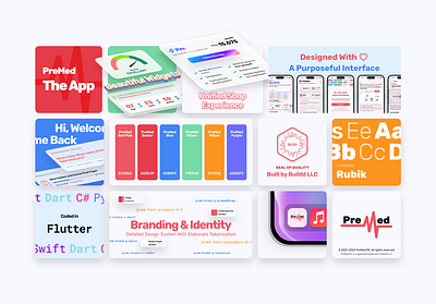 The PreMed App agency app design bento branding creative creativity design design system design tokens figma graphic design illustration iphone logo marketing mobile app mockups ui user experience ux