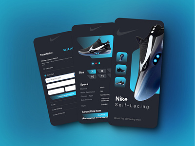 Nike Self-Lacing Shoe App branding design figma graphic design illustration landing page mobile app nike nike shoe self lacing ui uidesign uxui website