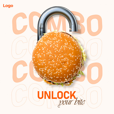 Burger post design for social media advertising aesthetic posts branding burger burger lock combo burger freelancer graphic design graphics marketing post design post idea social media post unique design unlock burgur unlock your bite