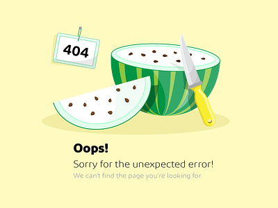 The Unexpected Error! 404 404 error 404 illustration adobe illustrator design empty state error design error illustration graphic design illustration oops page not found ui ui illustration unexpected vector illustration watermelon website error