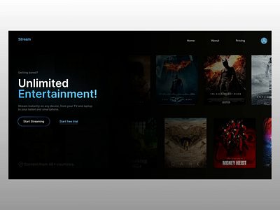 Streaming website landing page landing page movies website ott website streaming platform