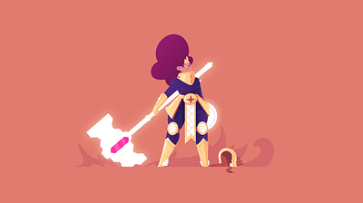 girl armor character fantasy game girl hammer illustration knight magic rpg vector warrior