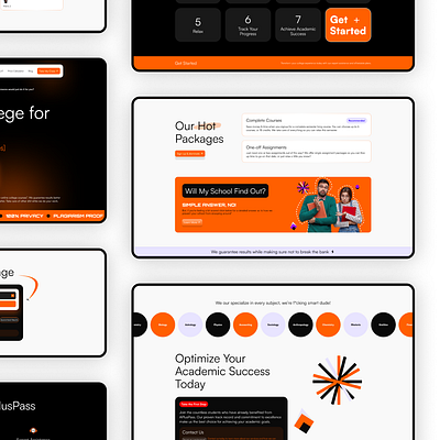 aPlusPass - Landing Page ascreations assignment college course dark education frototype hero section landing page learn management online orange semester subject subscribe test university web design website