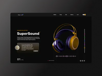Supersound: Premium Headphones hero section animation headphones hero design hero section interaction design landingpage landingpage design motion graphics prototype design ui ui design ux design visual design web web design web interface
