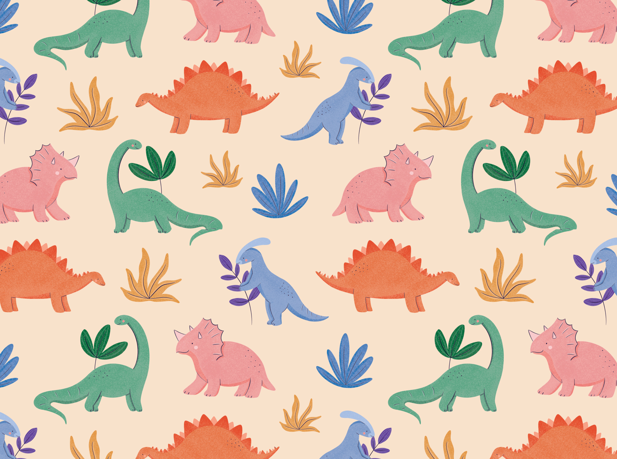 Dino Pattern 🦕 artwork colorful design digital illustration dinosaur dinosaurs illustration illustrator pattern pattern design patterns procreate surface pattern
