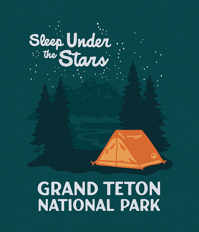 Grand Teton National Park Tee Shirt Artwork camping grand teton illustration illustrator national park outdoor industry rocky mountains shirt graphic starry night stars t shirt tent tetons