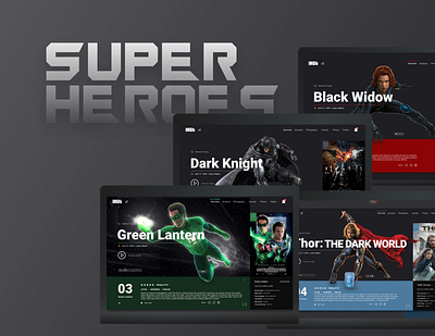 Superhero-themed hero section 3d animation design hero design hero section design landing page design motion graphics movie website design streaming site ui ux visual design web web design website design website landing