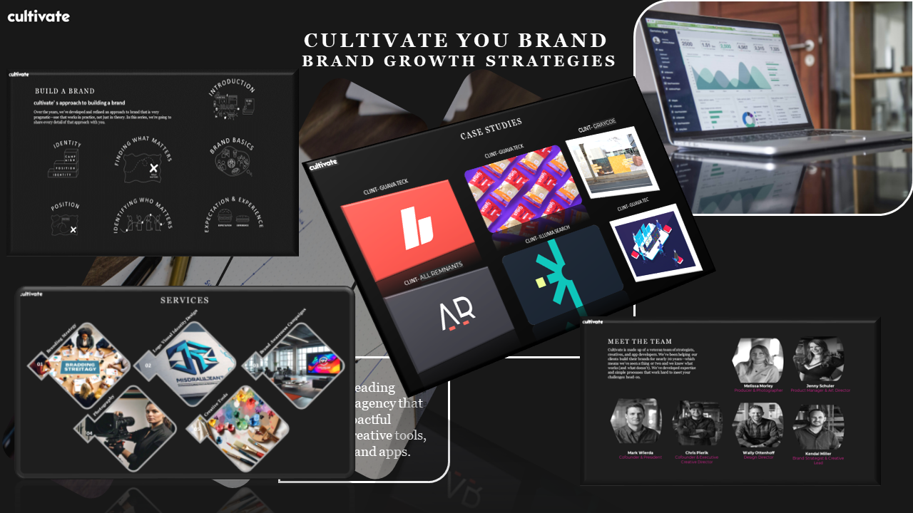 Cultivate Brands brand identity branding business graphic design illustration logo pitch deck powerpoint presentation strategy ui vector
