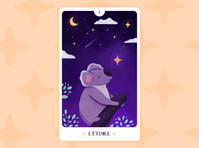 Our planet week 2024 - Prompt 1: Among the stars animal art australia card character design earth environment green illustration koala nature night our planet week procreate sky stars tarot tarot card wildlife