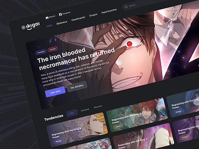 Ikigai - Manga/Comic website comic design graphic design homepage manga platform ui ux uxui web website