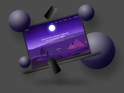 AstralMune: Fantasy-themed Arabian tours 3d animation arabian theme branding design fantasy themed website landing page motion graphics tourism website travel and tours ui ux visual design web web design website design
