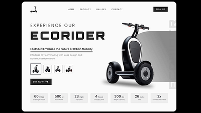 E-Bikes Landing Page Design bike design e bike figma graphic design landing page scooter ui uidesign uxui website