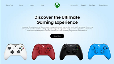 X-Box Joystick branding design figma graphic design illustration joystick landing page landingpage ui uidesign uxui website xbox