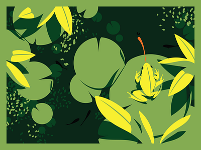 Croak and Cloak cloak croak flat frog frogs green illustration illustrator leaves lily pad lily pads lilypad minimal parks pong poster posters for parks shadow vector water