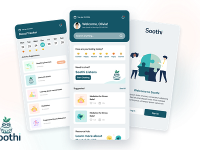 Soothi Mood Journal app design design figma mobile app ui ux