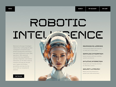 AI Robot Landing Page ai branding design figma graphic design illustration landing page robot ui uidesign uxui website