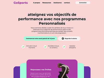 Interface de du site GoSports app design graphic design illustration ui ux