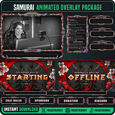 Japanese Samurai Stream Overlay Package daimyos screen