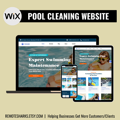 WIX Pool Cleaning Website Design, Pool Repair Website Template wix website design template