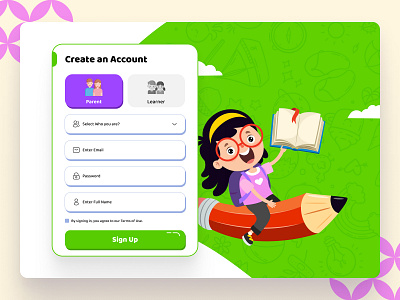 Education Learning - Sign Up Page child login colorful education education login kid dashboard kid login page login login page login page design modern design modern theme thisuix trending