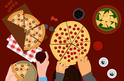 Pizza night at my place! Come hungry. adobe xd app design banner banner design design food food delivery graphic design illustration pizza vector