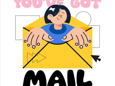 You've got mail adobe illustrator banner cartoon character character design flat character flat design illustration illustrator mail trendy vector vector illustration