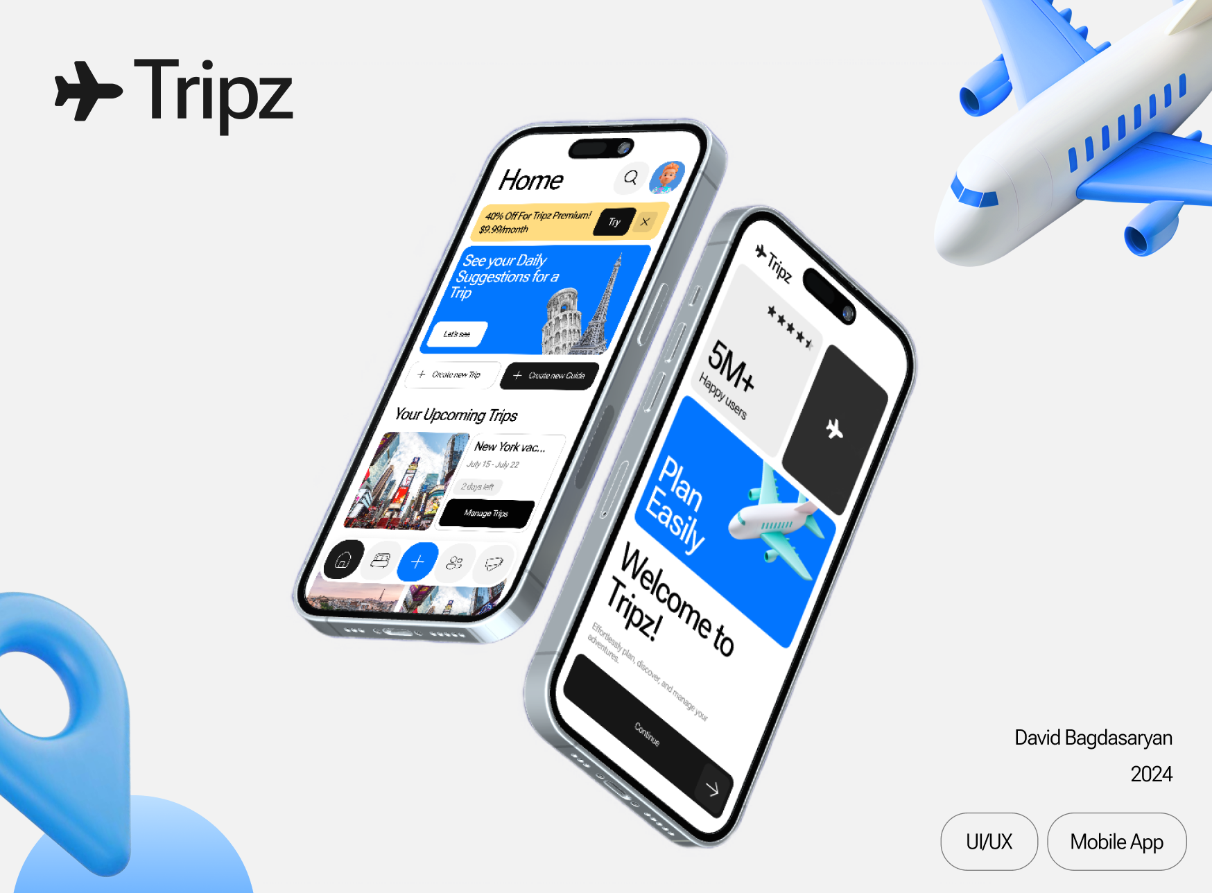 Tripz - Travel Planner App app design branding design mobile app modern modern design ui ui ux uiux user interface ux