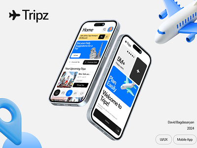 Tripz - Travel Planner App app design branding design mobile app modern modern design ui ui ux uiux user interface ux