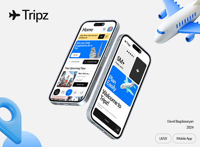 Tripz - Travel Planner App app design branding design mobile app modern modern design ui ui ux uiux user interface ux