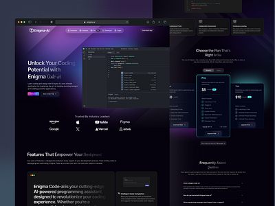 Dark Landing Page SaaS - Enigma bento grid dark dark landing page dark website design saas framer framer template landing page landing page dark saas template website website dark website landing page website saas