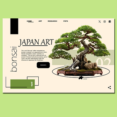 UI Design Description for Bonsai Webpage Overview art bonsai branding design designer graphic design japan japanese marketing photoshop ui uiux web web design