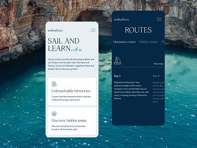 Website for the sailing company mobile version cruise design figma graphic design layout mobile sailing ui web webdesign website