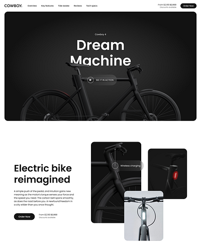 Langing page Electric bike animation branding desigh design electric bike graphic design illustration landing landing page logo ui ux uxui web web design