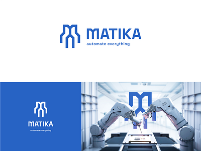 Matika logo automation branding clean logo futuristic geometric identity letter m logo design machine machinery markrepa minimal mrr robots tech