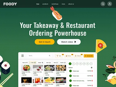 Food POS app landing page app application artwork branding bright dashboard desidn digital ill illustration landing page pos ui user ux vector webdesign website